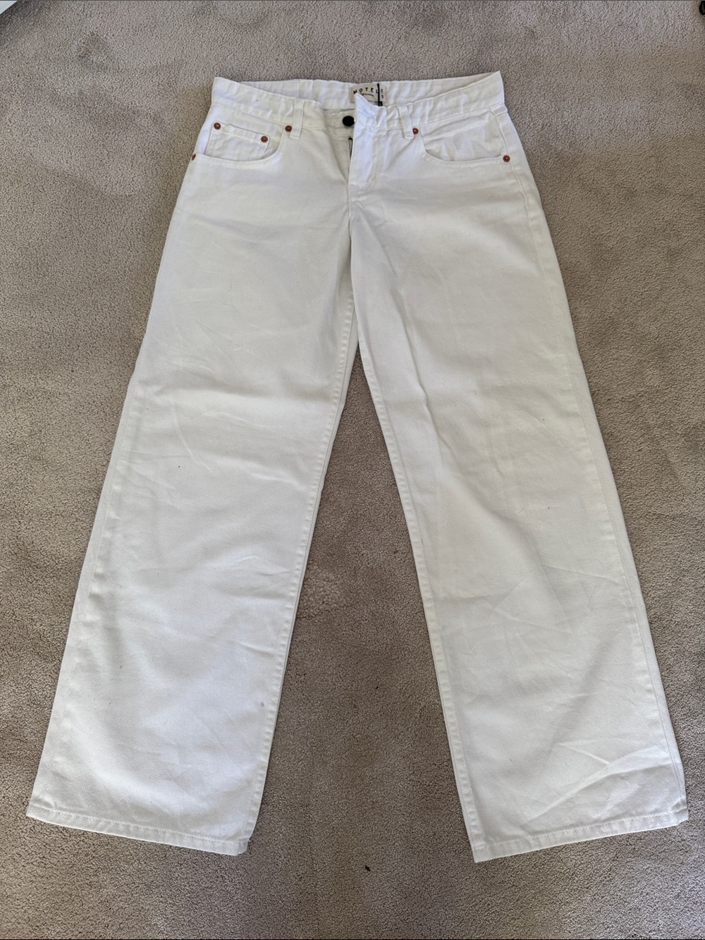Motel Rocks Baggy Low Rise White Jeans